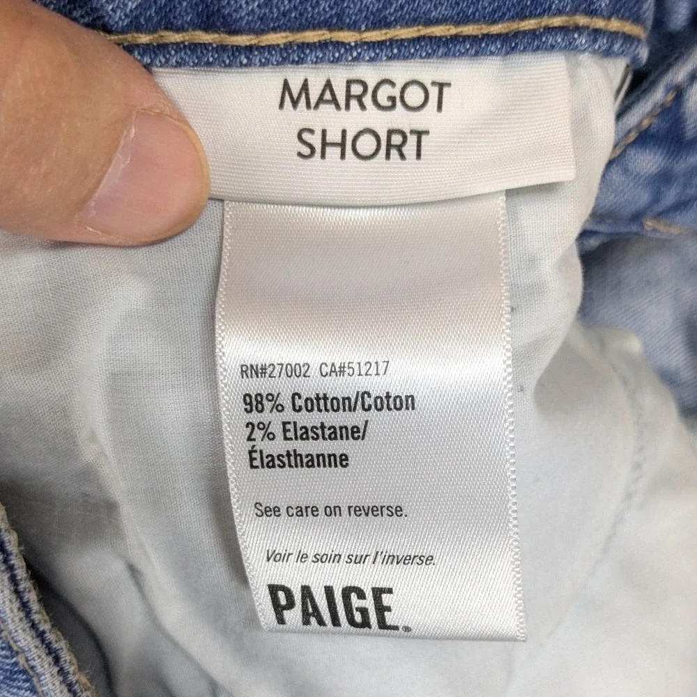 PAIGE Margot Short High Rise Denim Hot Pants Cut Off Westshore Blue Size 30